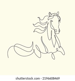 Dibujo continuo del caballo. Ilustración de vectores de caballos de una sola línea de arte