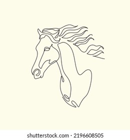 Continuous line drawing of horse. Single line art animal horse vector illustration