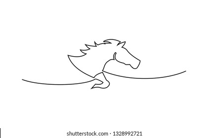 continuous line drawing of horse vector