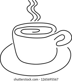 Continuous line drawing of hot coffee in a cup smoking of aroma.
