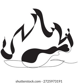 Dibujo de línea continuo de pollo frito picante y crujiente caliente Ilustración vectorial de logotipo de tienda de comida rápida