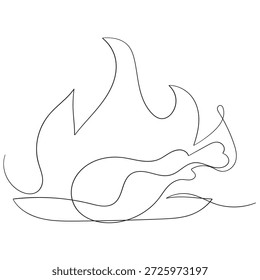 Dibujo de línea continuo de pollo frito picante y crujiente caliente Ilustración vectorial de logotipo de tienda de comida rápida