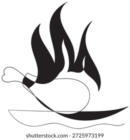 Dibujo de línea continuo de pollo frito picante y crujiente caliente Ilustración vectorial de logotipo de tienda de comida rápida