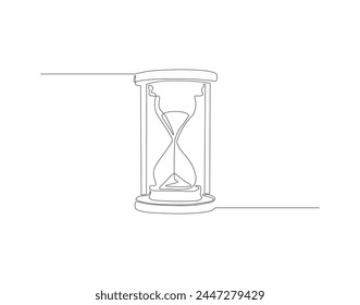 Continuous line drawing of hourglass. One line of hourglass. Hourglass continuous line art. Editable outline.