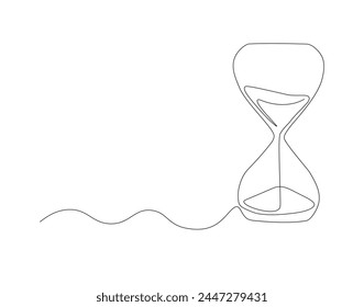 Continuous line drawing of hourglass. One line of hourglass. Hourglass continuous line art. Editable outline.