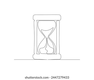 Continuous line drawing of hourglass. One line of hourglass. Hourglass continuous line art. Editable outline.