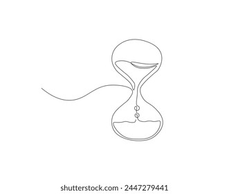 Dibujo de línea continua de reloj de arena. Un reloj de arena. Reloj de arena con líneas continuas. Esquema editable.