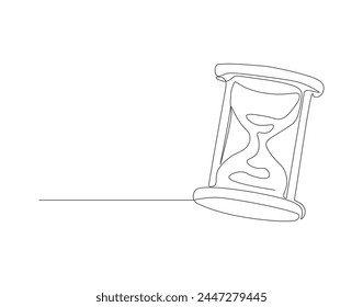 Dibujo de línea continua de reloj de arena. Un reloj de arena. Reloj de arena con líneas continuas. Esquema editable.