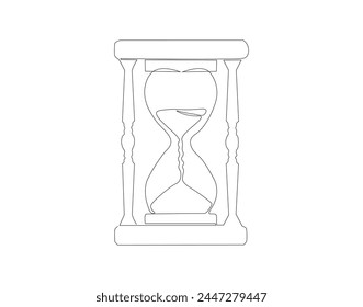 Continuous line drawing of hourglass. One line of hourglass. Hourglass continuous line art. Editable outline.