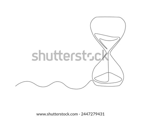 Continuous line drawing of hourglass. One line of hourglass. Hourglass continuous line art. Editable outline.