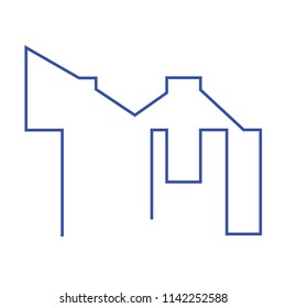 continuous line drawing of house