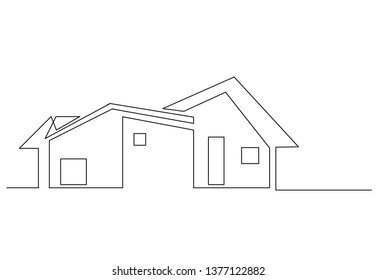 Continuous Line Drawing House Stock Vector (royalty Free) 1377122882 