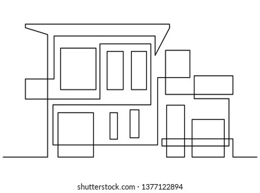 continuous line drawing of house
