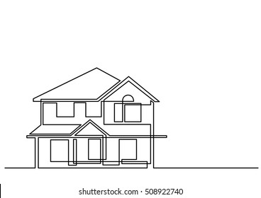 continuous line drawing of house