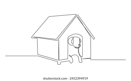 continuous line drawing.dog house.dog house box.single line vector illustration.isolated white background