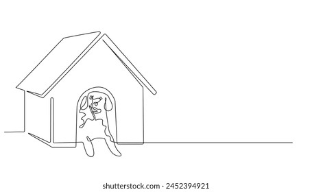 continuous line drawing.dog house.dog house box.single line vector illustration.isolated white background