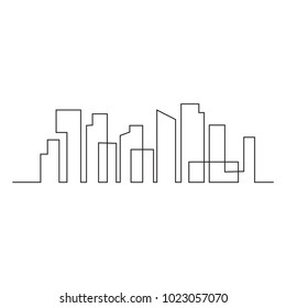 continuous line drawing of house, building, residential building concept, logo, symbol, construction, vector illustration simple.
