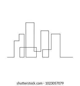 continuous line drawing of house, building, residential building concept, logo, symbol, construction, vector illustration simple.