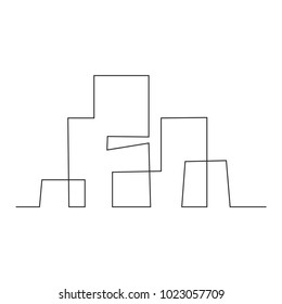 continuous line drawing of house, building, residential building concept, logo, symbol, construction, vector illustration simple.
