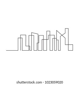 continuous line drawing of house, building, residential building concept, logo, symbol, construction, vector illustration simple.