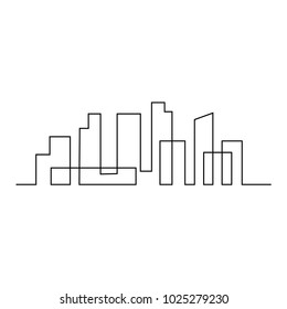 continuous line drawing of house, building, residential building concept, logo, symbol, construction, vector illustration simple.