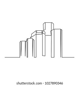 continuous line drawing of house, building, residential building concept, logo, symbol, construction, vector illustration simple.