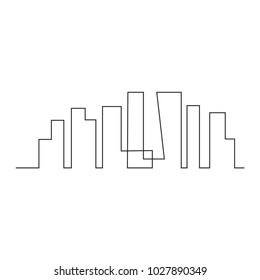 continuous line drawing of house, building, residential building concept, logo, symbol, construction, vector illustration simple.