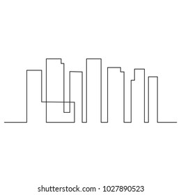 continuous line drawing of house, building, residential building concept, logo, symbol, construction, vector illustration simple.