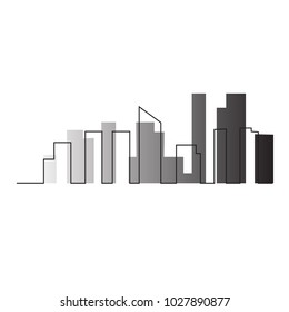 continuous line drawing of house, building, residential building concept, logo, symbol, construction, vector illustration simple.