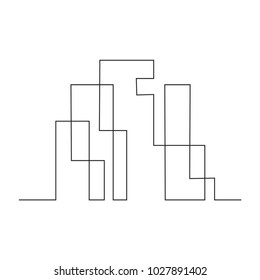continuous line drawing of house, building, residential building concept, logo, symbol, construction, vector illustration simple.
