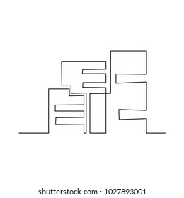 continuous line drawing of house, building, residential building concept, logo, symbol, construction, vector illustration simple.
