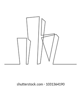 continuous line drawing of house, building, residential building concept, logo, symbol, construction, vector illustration simple.