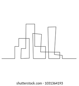 continuous line drawing of house, building, residential building concept, logo, symbol, construction, vector illustration simple.