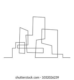 continuous line drawing of house, building, residential building concept, logo, symbol, construction, vector illustration simple.