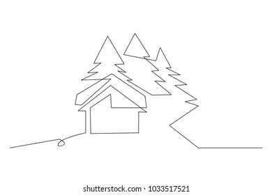 continuous line drawing of house, building, residential building concept, logo, symbol, construction, vector illustration simple.