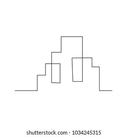 continuous line drawing of house, building, residential building concept, logo, symbol, construction, vector illustration simple.