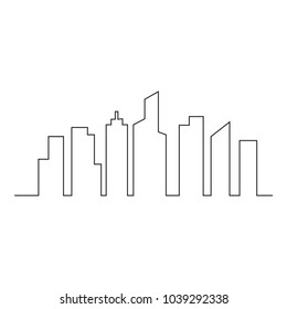 continuous line drawing of house, building, residential building concept, logo, symbol, construction, vector illustration simple.