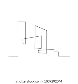 continuous line drawing of house, building, residential building concept, logo, symbol, construction, vector illustration simple.