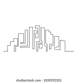 continuous line drawing of house, building, residential building concept, logo, symbol, construction, vector illustration simple.
