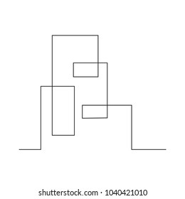 continuous line drawing of house, building, residential building concept, logo, symbol, construction, vector illustration simple.
