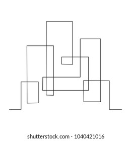 continuous line drawing of house, building, residential building concept, logo, symbol, construction, vector illustration simple.