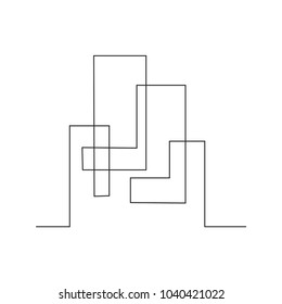 continuous line drawing of house, building, residential building concept, logo, symbol, construction, vector illustration simple.