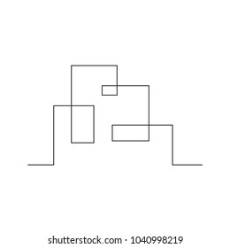 continuous line drawing of house, building, residential building concept, logo, symbol, construction, vector illustration simple.