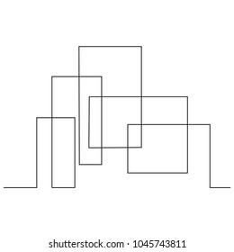 continuous line drawing of house, building, residential building concept, logo, symbol, construction, vector illustration simple.