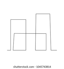 continuous line drawing of house, building, residential building concept, logo, symbol, construction, vector illustration simple.