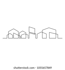 continuous line drawing of house, building, residential  concept, logo, symbol, construction, vector illustration simple.