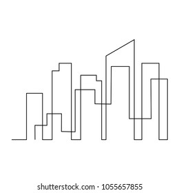 continuous line drawing of house, building, residential  concept, logo, symbol, construction, vector illustration simple.