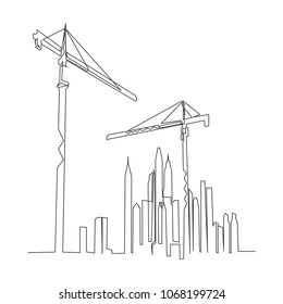 continuous line drawing of house, building, residential  concept, logo, symbol, construction, vector illustration simple.