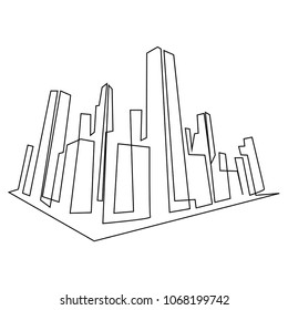 continuous line drawing of house, building, residential  concept, logo, symbol, construction, vector illustration simple.