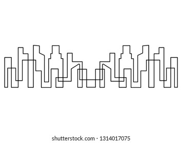 continuous line drawing of house, building, residential  concept, logo, symbol, construction, vector illustration simple.